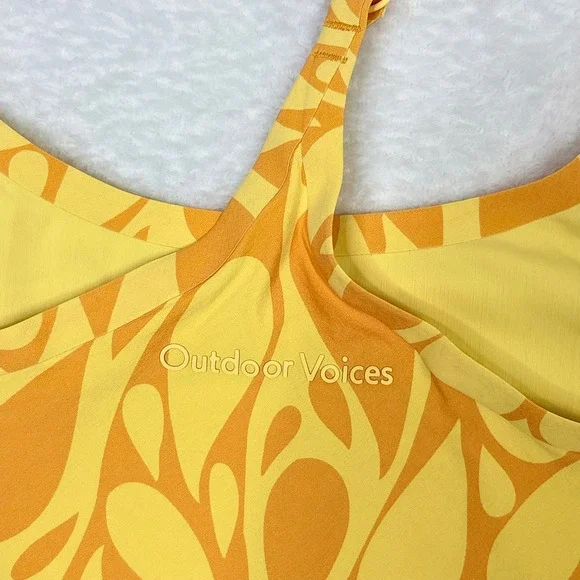 Outdoor Voices The Exercise Dress Large Yellow Orange Abstract Floral Activewear - Picture 8 of 9